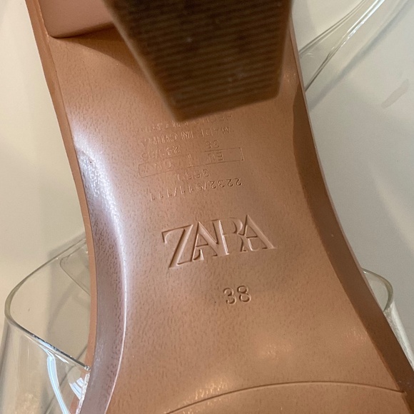 ZARA Clear Rhinestone Embellished Slingback Heels Size EU 38 - Picture 5 of 6